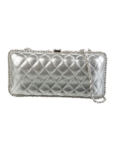 chanel clutch silver.